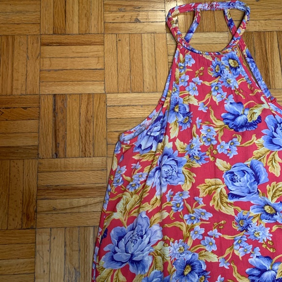 NEW FUNKY FLORAL SLEEVELESS FLORAL DRESS SUNDRESS BIG FLOWER PATTERN DRESS - Picture 4 of 14